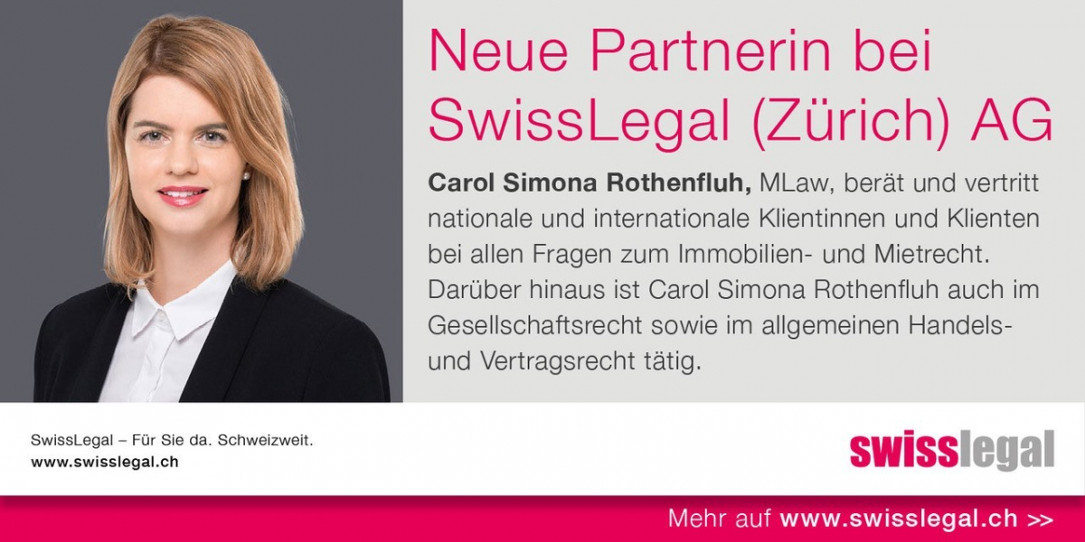 New Partner at SwissLegal (Zürich) AG